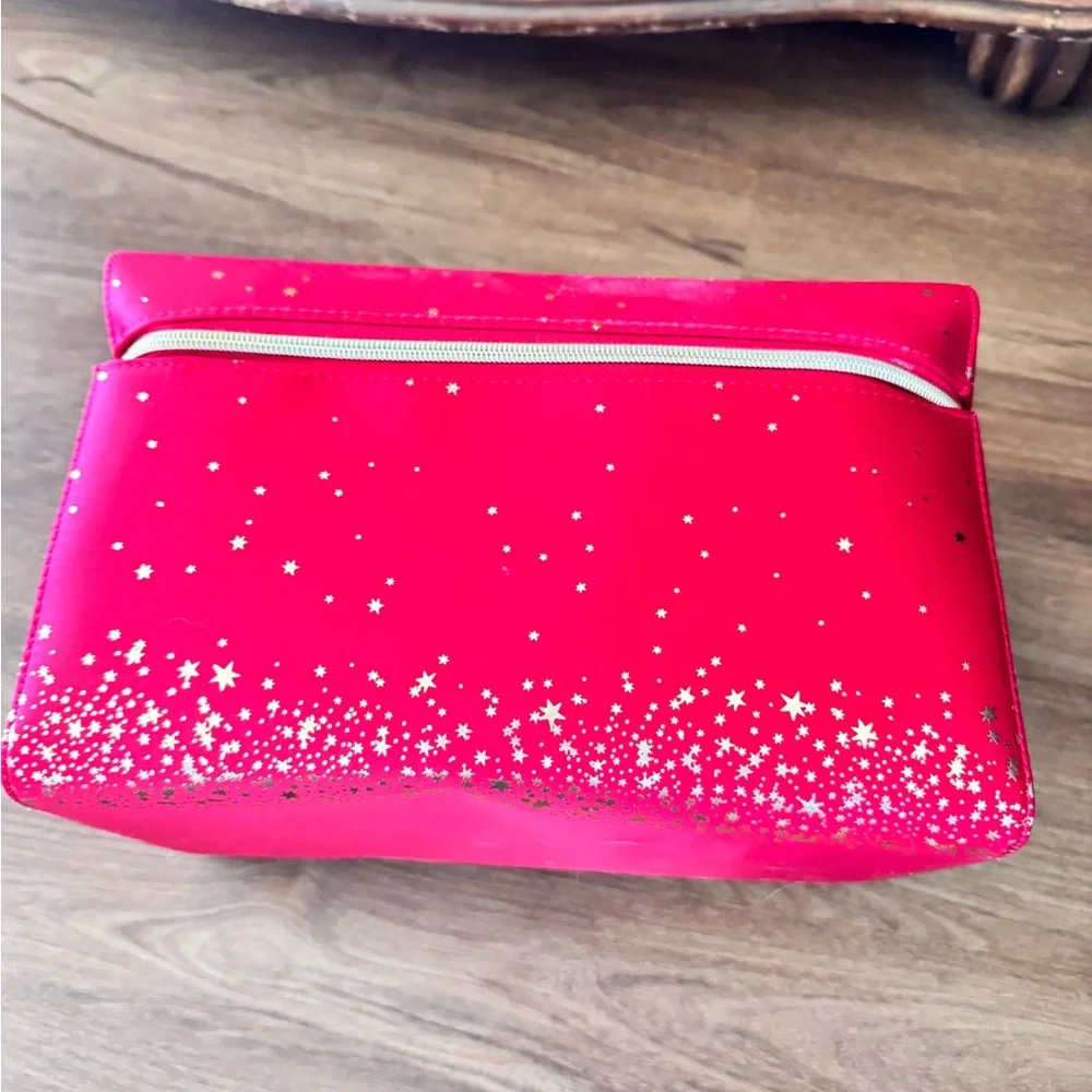 Estee Lauder Red Train Case  Cosmetic Case with Gold Stars